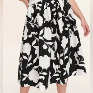 Kate Spade New York x Target Women 1X Classic Rose Volume Midi Skirt Black NWOT